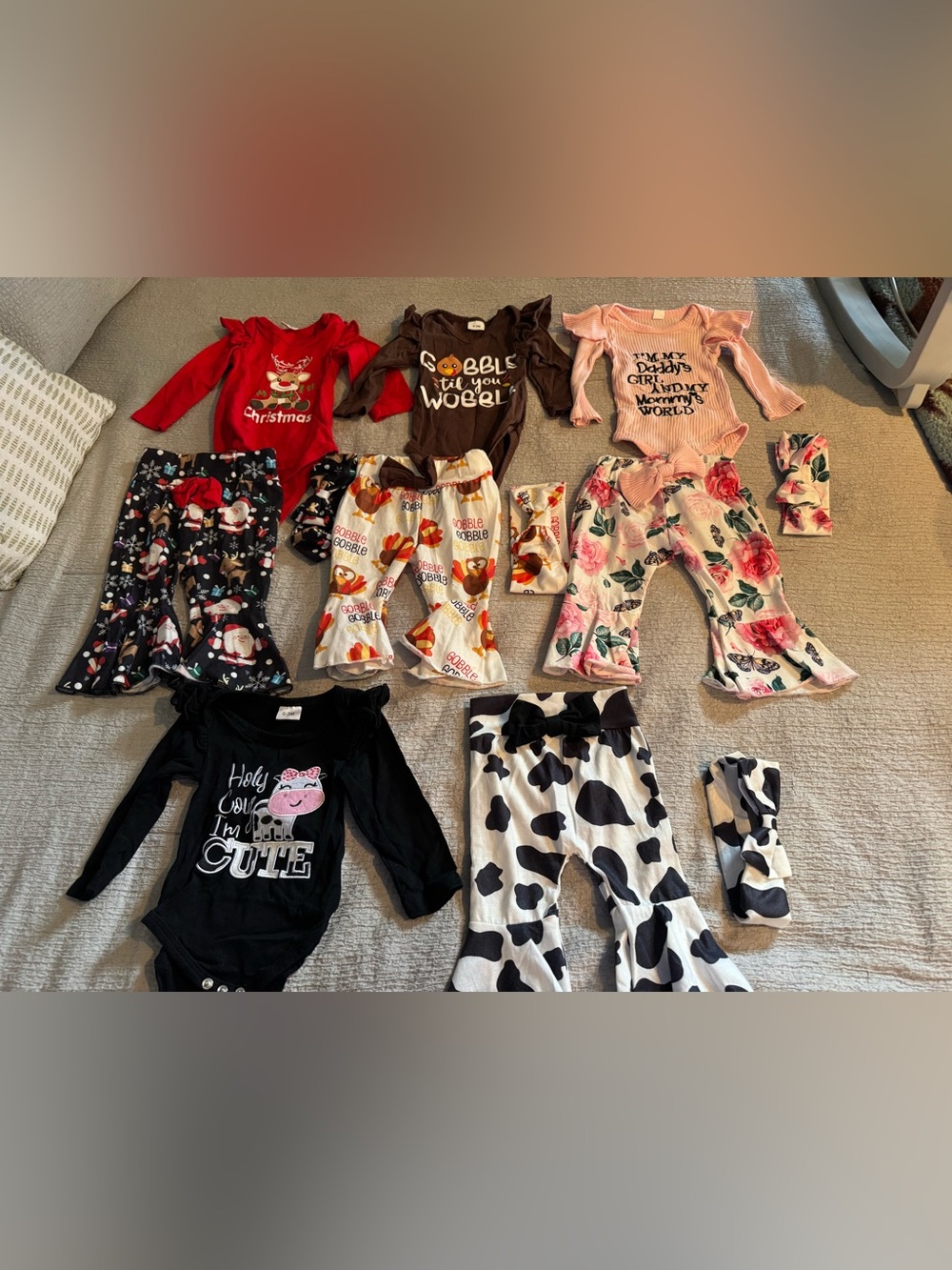 WORN ONCE Girls Mixed Holiday & Floral Outfit Bundle